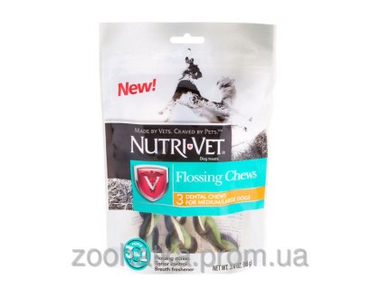 Nutri-Vet (Нутри-Вет) Flossing Chews 3in1 Флосс Лакомство с зубной нитью для собак средних и крупных пород 96г