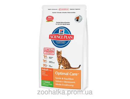 Hills Science Plan Feline Adult Optimal Care™ Кролик (10 кг)