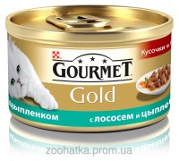 Gourmet Gold (Гурме Голд) Кусочки в подливе с лососем и цыпленком