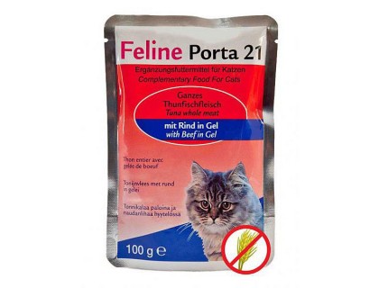 Porta 21 (Порта 21) Feline Tuna with Beef Meat консервы для кошек тунец с говядиной в желе (100 г)