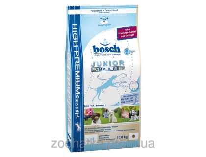 Bosch (Бош) Junior Lamb & Rice (15 кг) корм для щенков всех пород с ягненком и рисом от 2 до 12 месяцев