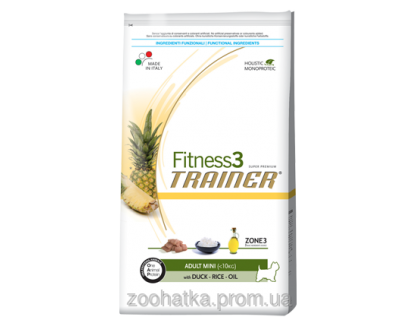 Trainer Fitness3 (Трейнер Фитнес) Adult Mini With Duck Rice Oil корм для взрослых собак мелких пород 800 г