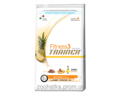 Trainer Fitness3 (Трейнер Фитнес) Adult Mini Rabbit Potatoes Oil корм для взрослых собак мелких пород 800 г