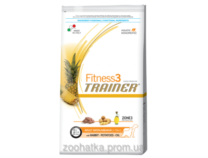 Trainer Fitness3 (Трейнер) Adult Medium&Maxi Rabbit Potatoes для взрослых собак средних и крупных пород 12,5кг