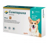 Zoetis Simparica Симпарика жевательные таблетки от блох и клещей для собак весом 10-20 кг, 40 мг